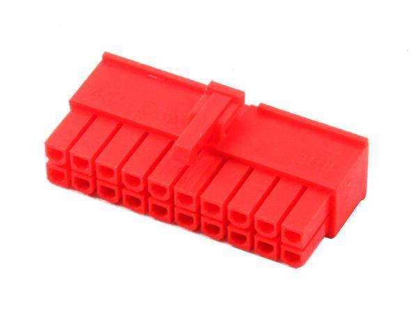 ATX 20-pin Stik - Han - UV Rød - køb hos CoolerKit.dk